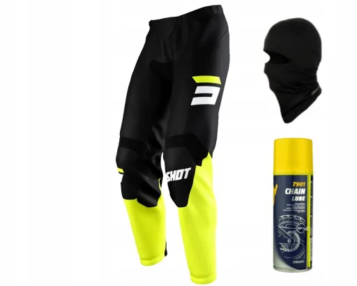 SHOT RACING РАСПРОДАЖА МОТОШТАНЫ DEVO RAW BURST НЕОНОВО-ЖЁЛТЫЙ ЦВЕТ ЧЁРНЫЙ