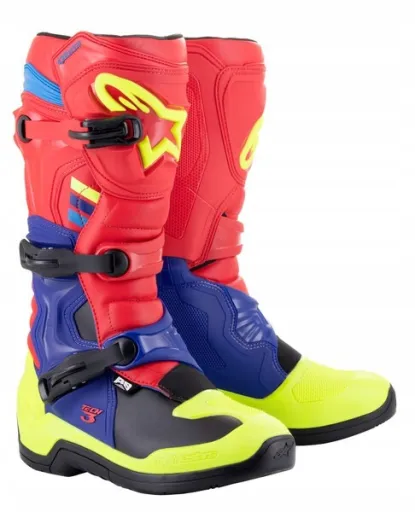 ботинки TECH 3, ALPINESTARS (красный/синий/флуоресцентный жёлтый/чёрный, размер 43)